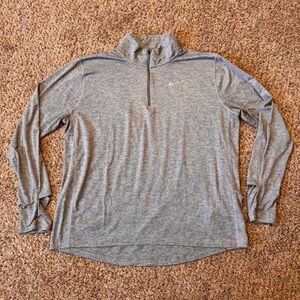 Nike Running Dry Fit 1/4 Zip Long Sleeve Pullover Grey Womens XL